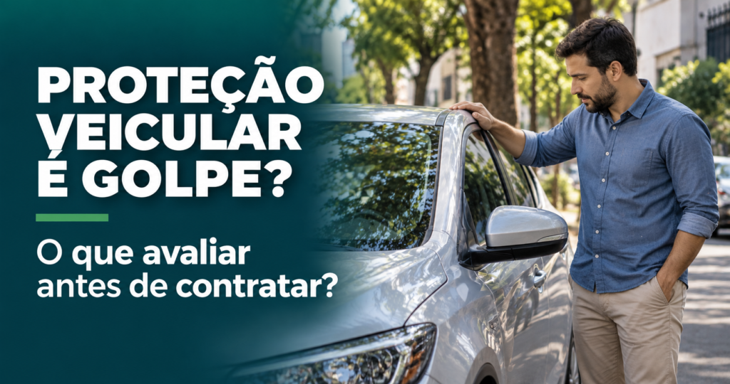 Proteção veicular é golpe? O que avaliar antes de contratar? Motorista ao lado do carro.